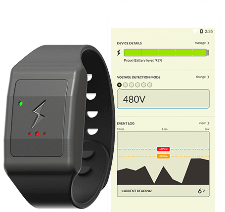 wearable watch in front and screenshot of app on mobile behind